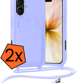 Nomfy Nomfy iPhone 17 Hoesje Pashouder met Koord - Lila - 2 PACK