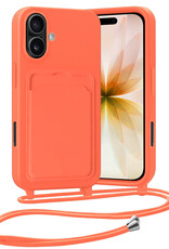 Nomfy Nomfy iPhone 17 Hoesje Pashouder met Koord - Papaya