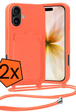Nomfy Nomfy iPhone 17 Hoesje Pashouder met Koord - Papaya - 2 PACK