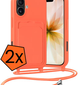 Nomfy Nomfy iPhone 17 Hoesje Pashouder met Koord - Papaya - 2 PACK