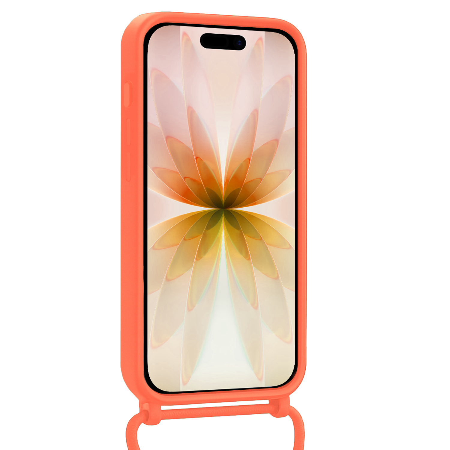 Nomfy Nomfy iPhone 17 Hoesje Pashouder met Koord Met 2x Screenprotector - Papaya