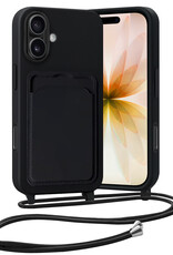 Nomfy Nomfy iPhone 17 Hoesje Pashouder met Koord - Zwart