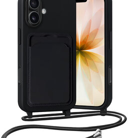 Nomfy Nomfy iPhone 17 Hoesje Pashouder met Koord - Zwart