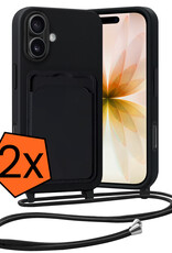 Nomfy Nomfy iPhone 17 Hoesje Pashouder met Koord - Zwart - 2 PACK