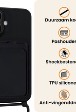 Nomfy Nomfy iPhone 17 Hoesje Pashouder met Koord - Zwart - 2 PACK