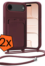 Nomfy Nomfy iPhone Air Hoesje Pashouder met Koord - Aubergine - 2 PACK