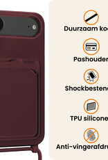 Nomfy Nomfy iPhone Air Hoesje Pashouder met Koord Met 2x Screenprotector - Aubergine
