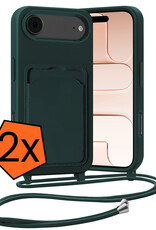 Nomfy Nomfy iPhone Air Hoesje Pashouder met Koord - Donkergroen - 2 PACK