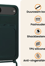 Nomfy Nomfy iPhone Air Hoesje Pashouder met Koord Met Screenprotector - Donkergroen