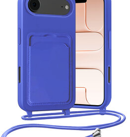 Nomfy Nomfy iPhone Air Hoesje Pashouder met Koord - Fel Blauw