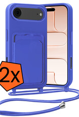 Nomfy Nomfy iPhone Air Hoesje Pashouder met Koord - Fel Blauw - 2 PACK