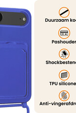 Nomfy Nomfy iPhone Air Hoesje Pashouder met Koord Met Screenprotector - Fel Blauw