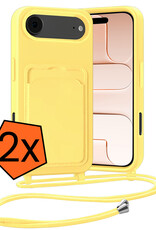 Nomfy Nomfy iPhone Air Hoesje Pashouder met Koord - Geel - 2 PACK