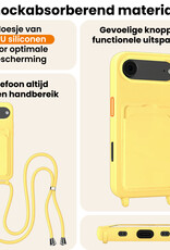 Nomfy Nomfy iPhone Air Hoesje Pashouder met Koord Met Screenprotector - Geel