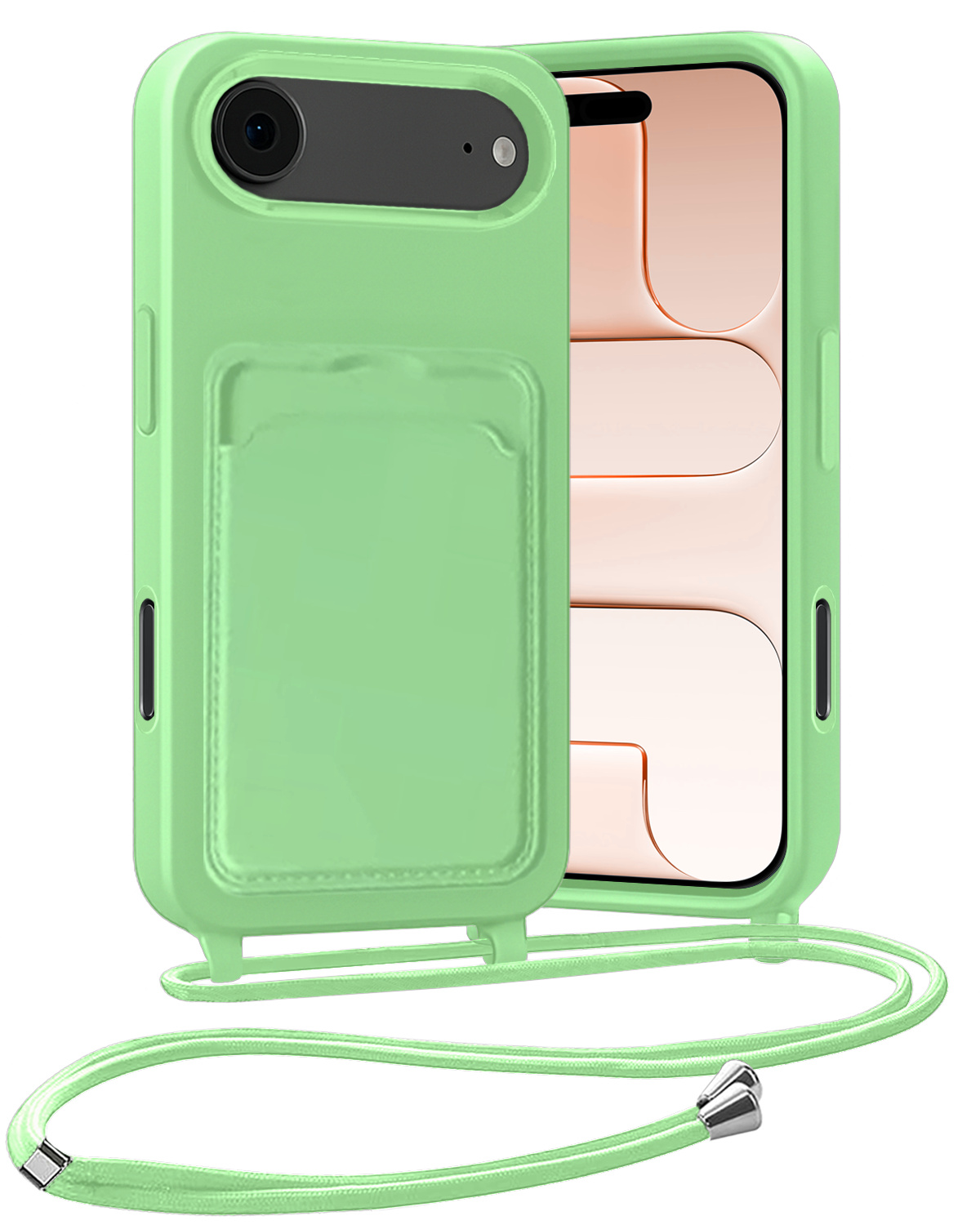 Nomfy Nomfy iPhone Air Hoesje Pashouder met Koord - Groen