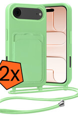 Nomfy Nomfy iPhone Air Hoesje Pashouder met Koord - Groen - 2 PACK