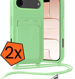 Nomfy Nomfy iPhone Air Hoesje Pashouder met Koord - Groen - 2 PACK