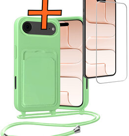 Nomfy Nomfy iPhone Air Hoesje Pashouder met Koord Met Screenprotector - Groen