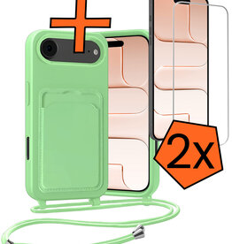 Nomfy Nomfy iPhone Air Hoesje Pashouder met Koord Met 2x Screenprotector - Groen