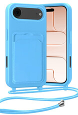 Nomfy Nomfy iPhone Air Hoesje Pashouder met Koord - Lichtblauw