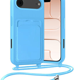Nomfy Nomfy iPhone Air Hoesje Pashouder met Koord - Lichtblauw