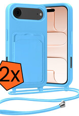 Nomfy Nomfy iPhone Air Hoesje Pashouder met Koord - Lichtblauw - 2 PACK