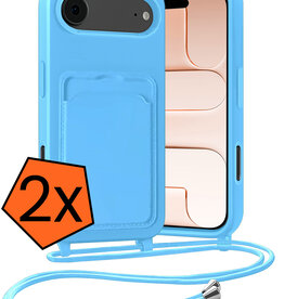 Nomfy Nomfy iPhone Air Hoesje Pashouder met Koord - Lichtblauw - 2 PACK