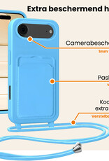 Nomfy Nomfy iPhone Air Hoesje Pashouder met Koord - Lichtblauw - 2 PACK