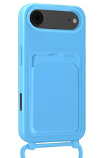 Nomfy Nomfy iPhone Air Hoesje Pashouder met Koord Met Screenprotector - Lichtblauw