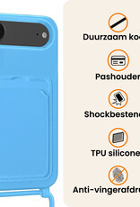 Nomfy Nomfy iPhone Air Hoesje Pashouder met Koord Met 2x Screenprotector - Lichtblauw
