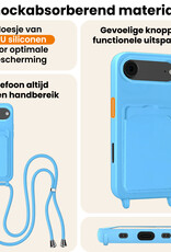 Nomfy Nomfy iPhone Air Hoesje Pashouder met Koord Met 2x Screenprotector - Lichtblauw