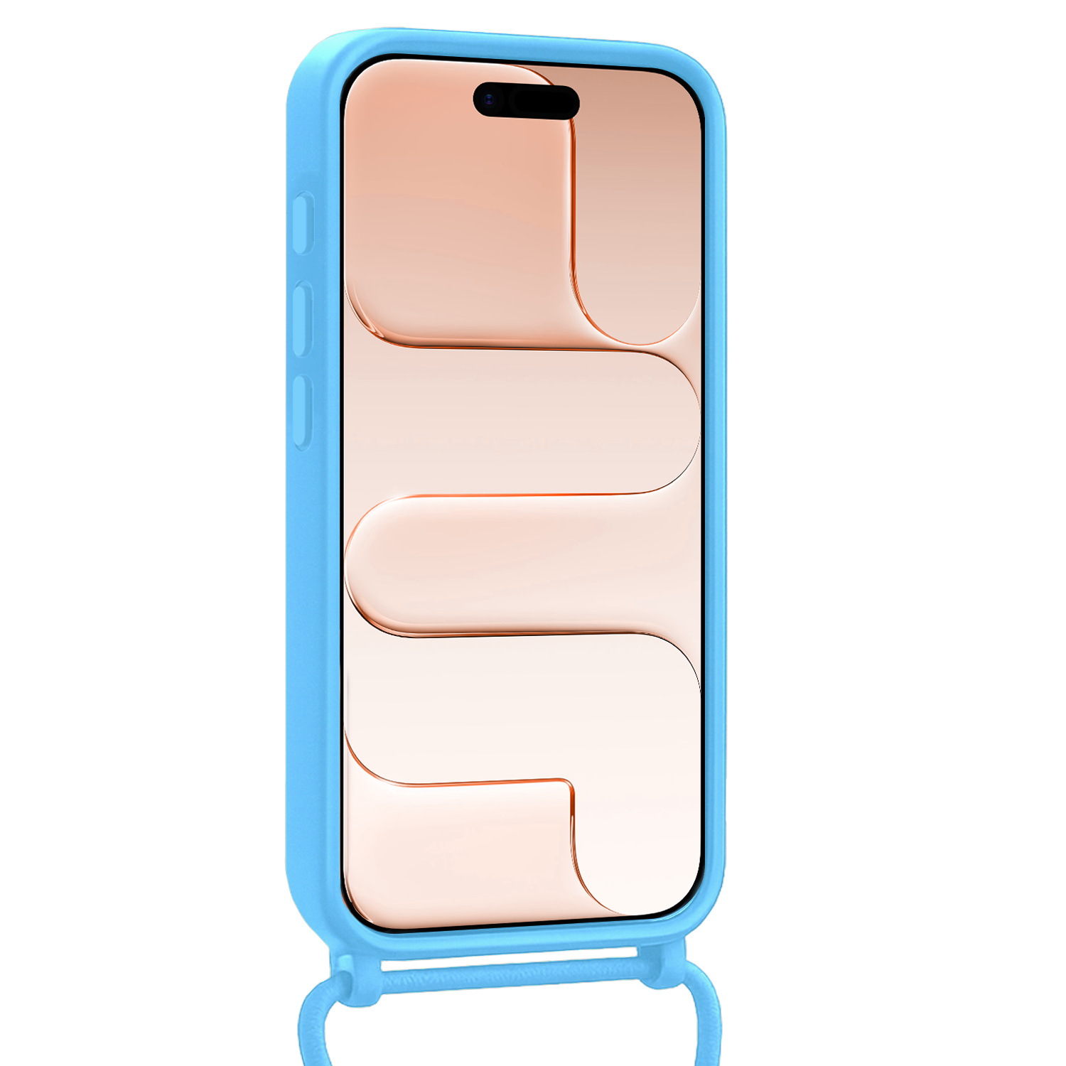 Nomfy Nomfy iPhone Air Hoesje Pashouder met Koord Met 2x Screenprotector - Lichtblauw
