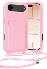 Nomfy Nomfy iPhone Air Hoesje Pashouder met Koord - Lichtroze