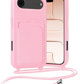 Nomfy Nomfy iPhone Air Hoesje Pashouder met Koord - Lichtroze