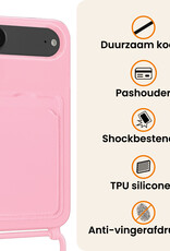 Nomfy Nomfy iPhone Air Hoesje Pashouder met Koord - Lichtroze
