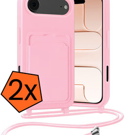 Nomfy Nomfy iPhone Air Hoesje Pashouder met Koord - Lichtroze - 2 PACK