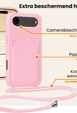 Nomfy Nomfy iPhone Air Hoesje Pashouder met Koord - Lichtroze - 2 PACK