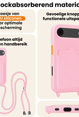 Nomfy Nomfy iPhone Air Hoesje Pashouder met Koord Met 2x Screenprotector - Lichtroze