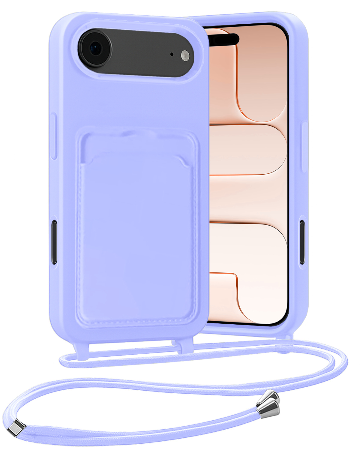 Nomfy Nomfy iPhone Air Hoesje Pashouder met Koord - Lila