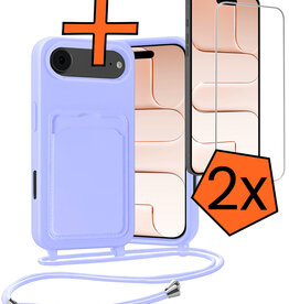 Nomfy Nomfy iPhone Air Hoesje Pashouder met Koord Met 2x Screenprotector - Lila