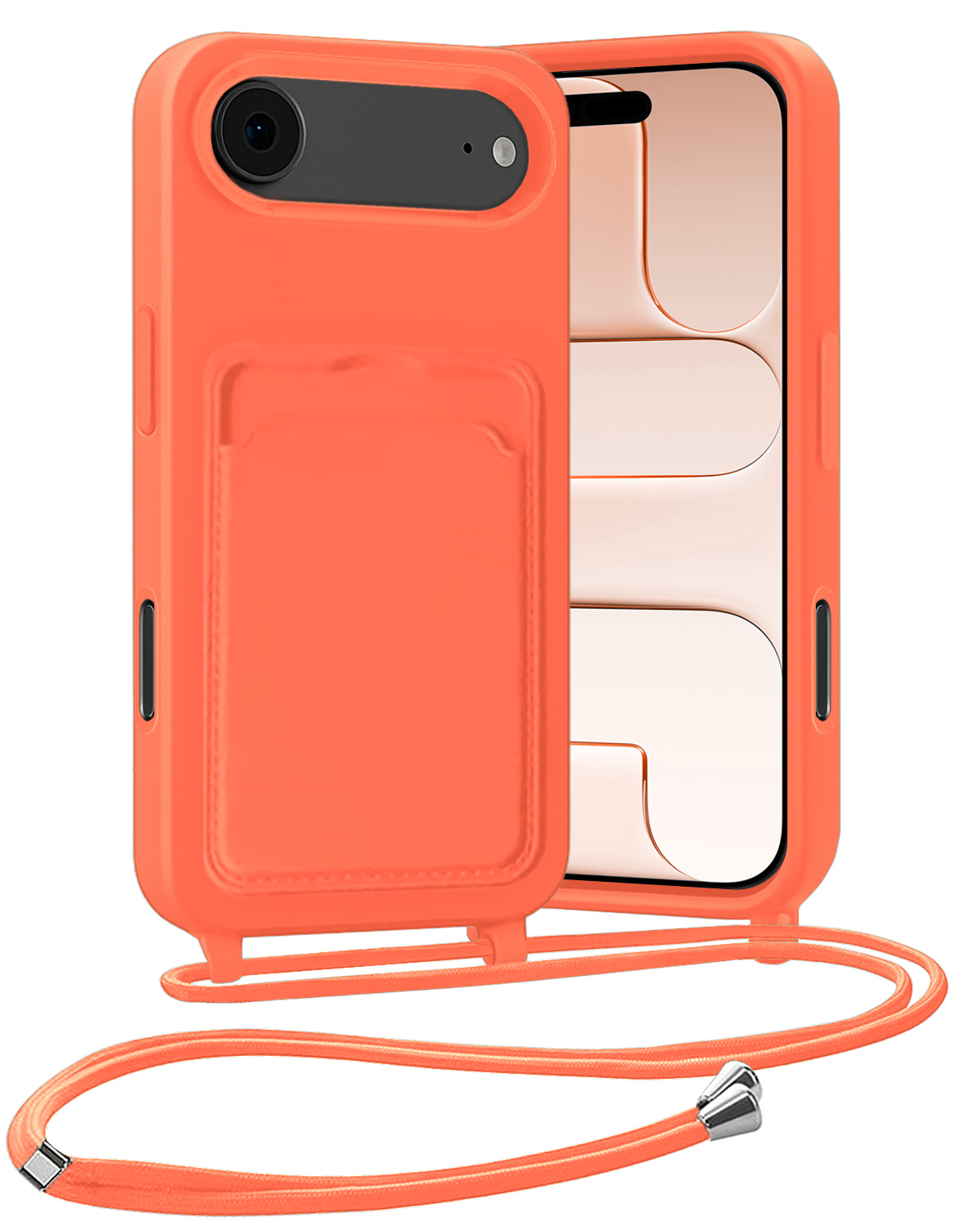 Nomfy Nomfy iPhone Air Hoesje Pashouder met Koord - Papaya