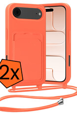 Nomfy Nomfy iPhone Air Hoesje Pashouder met Koord - Papaya - 2 PACK