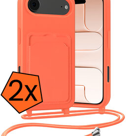 Nomfy Nomfy iPhone Air Hoesje Pashouder met Koord - Papaya - 2 PACK