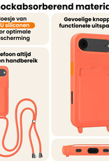 Nomfy Nomfy iPhone Air Hoesje Pashouder met Koord Met Screenprotector - Papaya