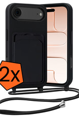 Nomfy Nomfy iPhone Air Hoesje Pashouder met Koord - Zwart - 2 PACK
