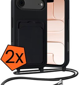 Nomfy Nomfy iPhone Air Hoesje Pashouder met Koord - Zwart - 2 PACK