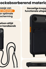 Nomfy Nomfy iPhone Air Hoesje Pashouder met Koord Met Screenprotector - Zwart