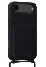 Nomfy Nomfy iPhone Air Hoesje Pashouder met Koord Met Screenprotector - Zwart