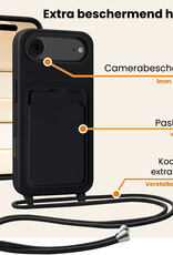 Nomfy Nomfy iPhone Air Hoesje Pashouder met Koord Met 2x Screenprotector - Zwart