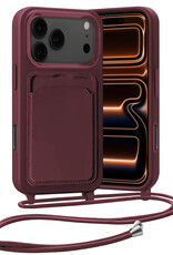 Nomfy Nomfy iPhone 17 Pro Hoesje Pashouder met Koord - Aubergine